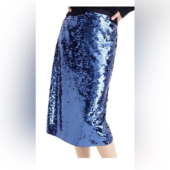 J.Crew collection sequins midi skirt royal blue NWT Size 2 - Picture 3 of 9